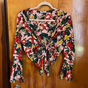 XIX PALMS Floral Wrap Top